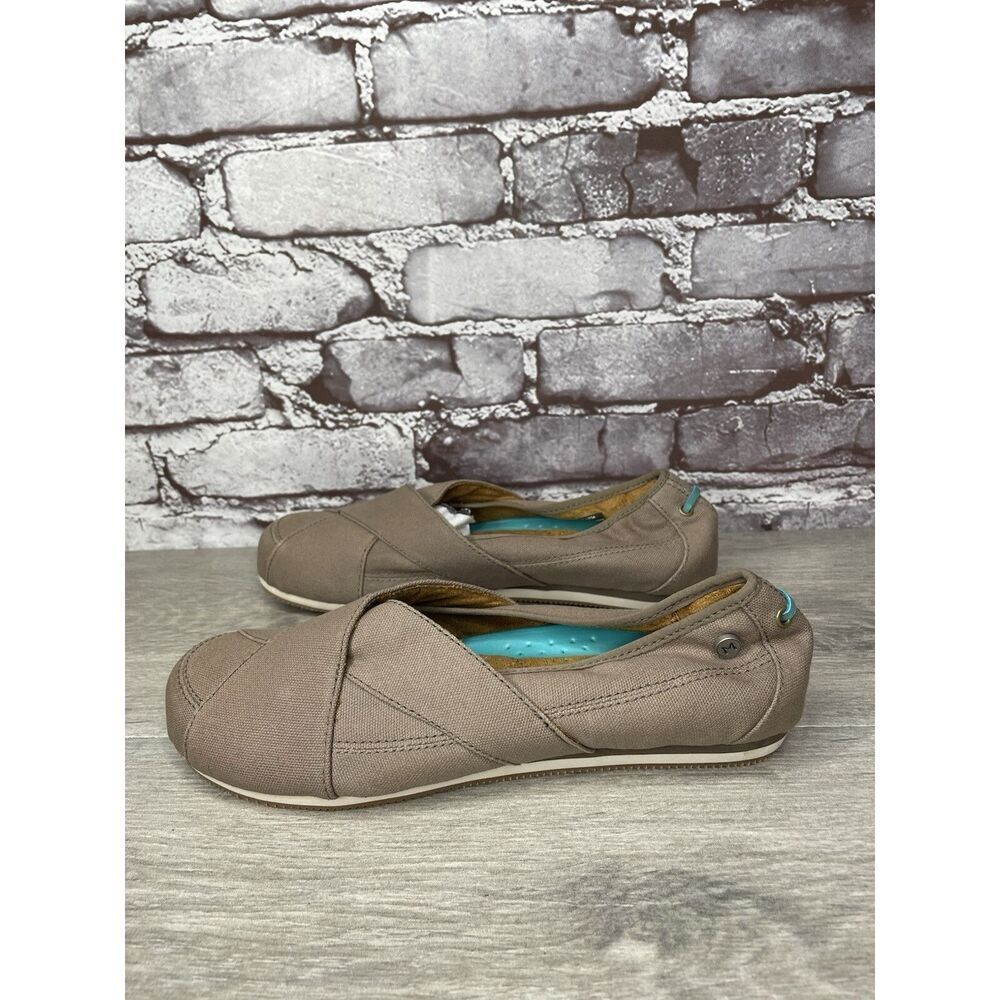 Mozo Taupe Canvas Fabric Comfort Slip Ballet Flats Shoes Women Sz 7.5M US/38EU